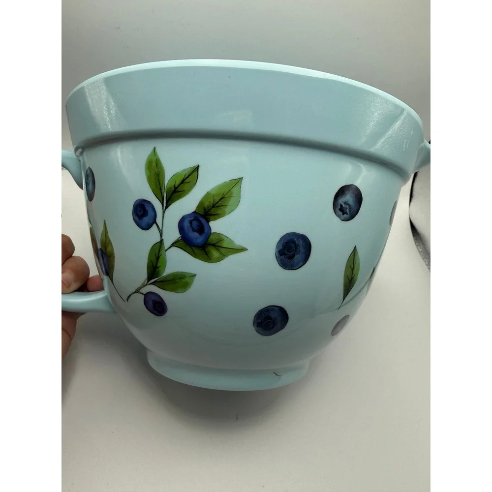 Stonewall‎ Kitchen Melamine Batter Bowl Light Blue Blueberry Pattern Pour Spout